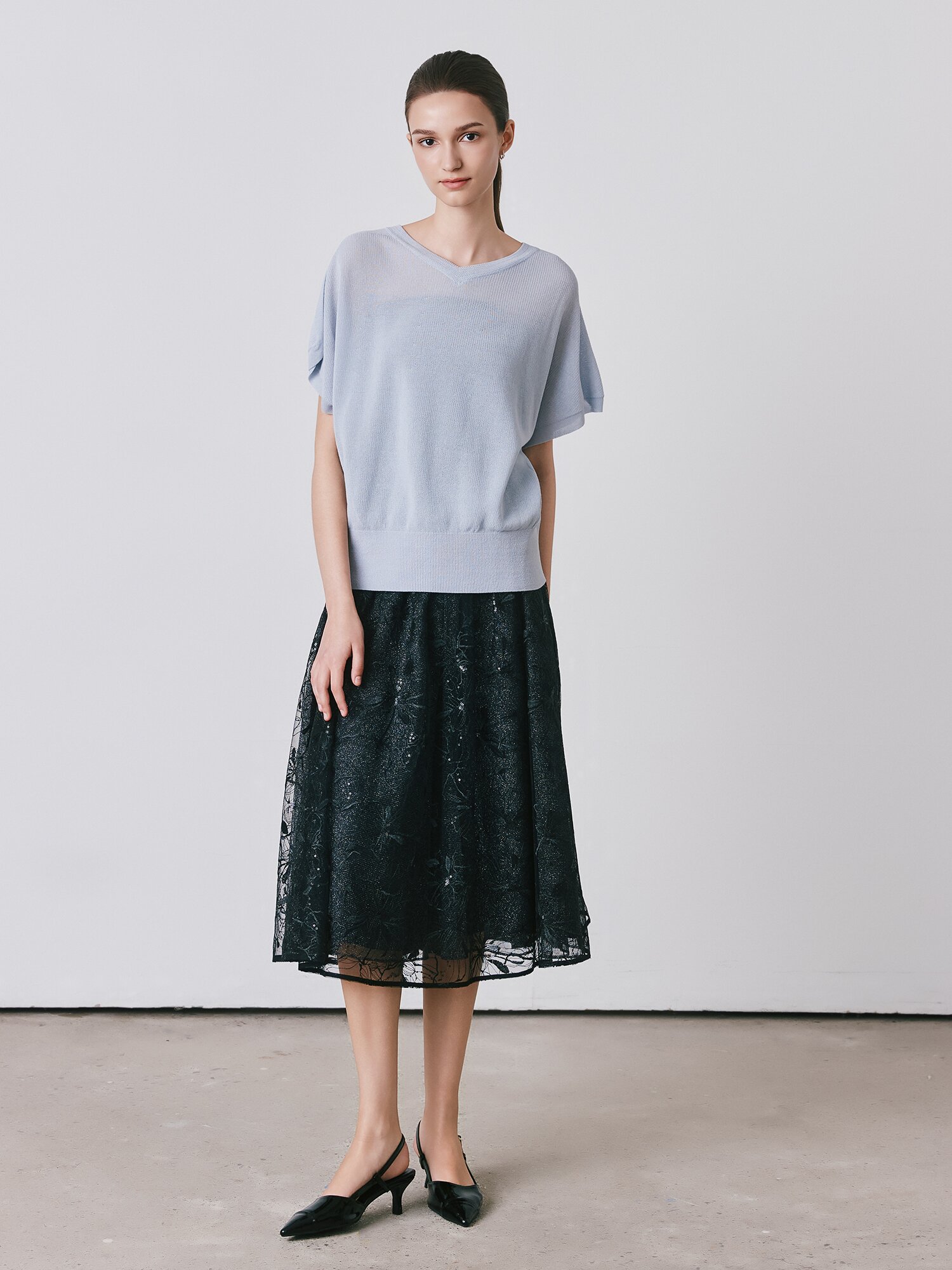 홀가먼트 돌먼 브이넥 풀오버 니트 (LIGHT GREY)