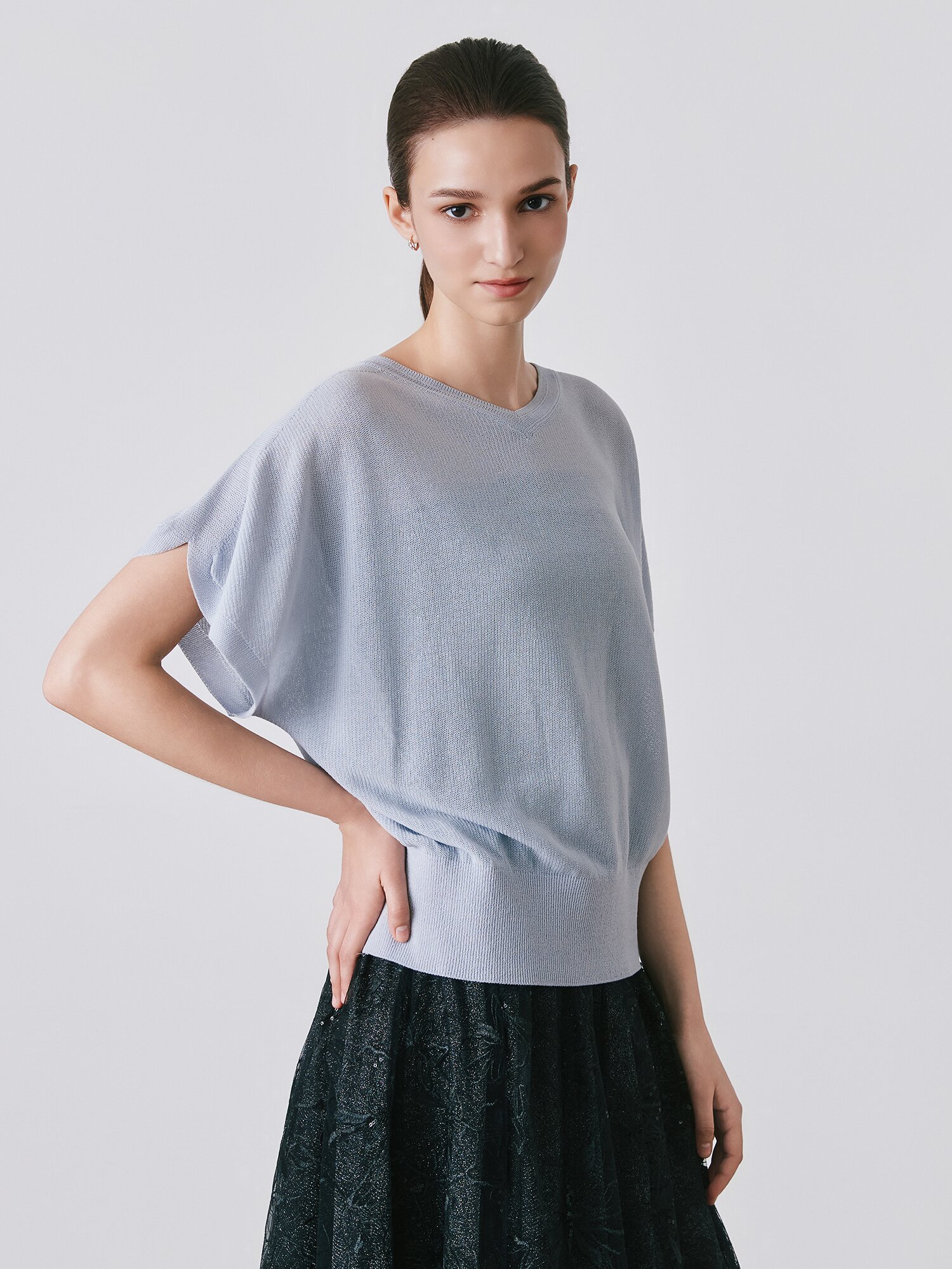 홀가먼트 돌먼 브이넥 풀오버 니트 (LIGHT GREY)