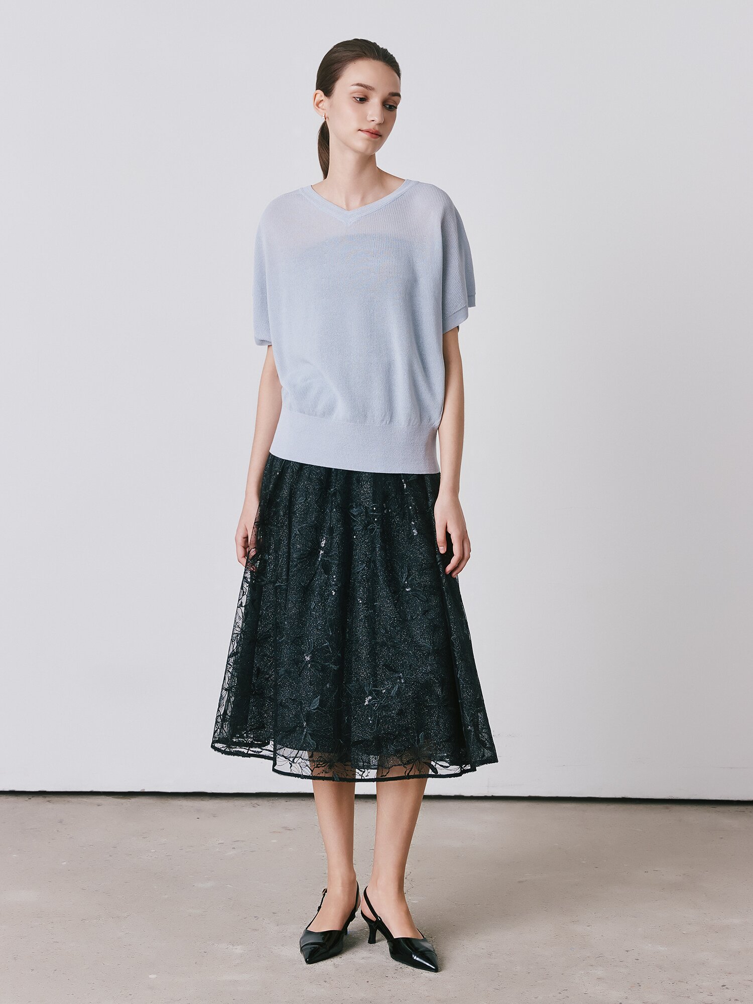 홀가먼트 돌먼 브이넥 풀오버 니트 (LIGHT GREY)