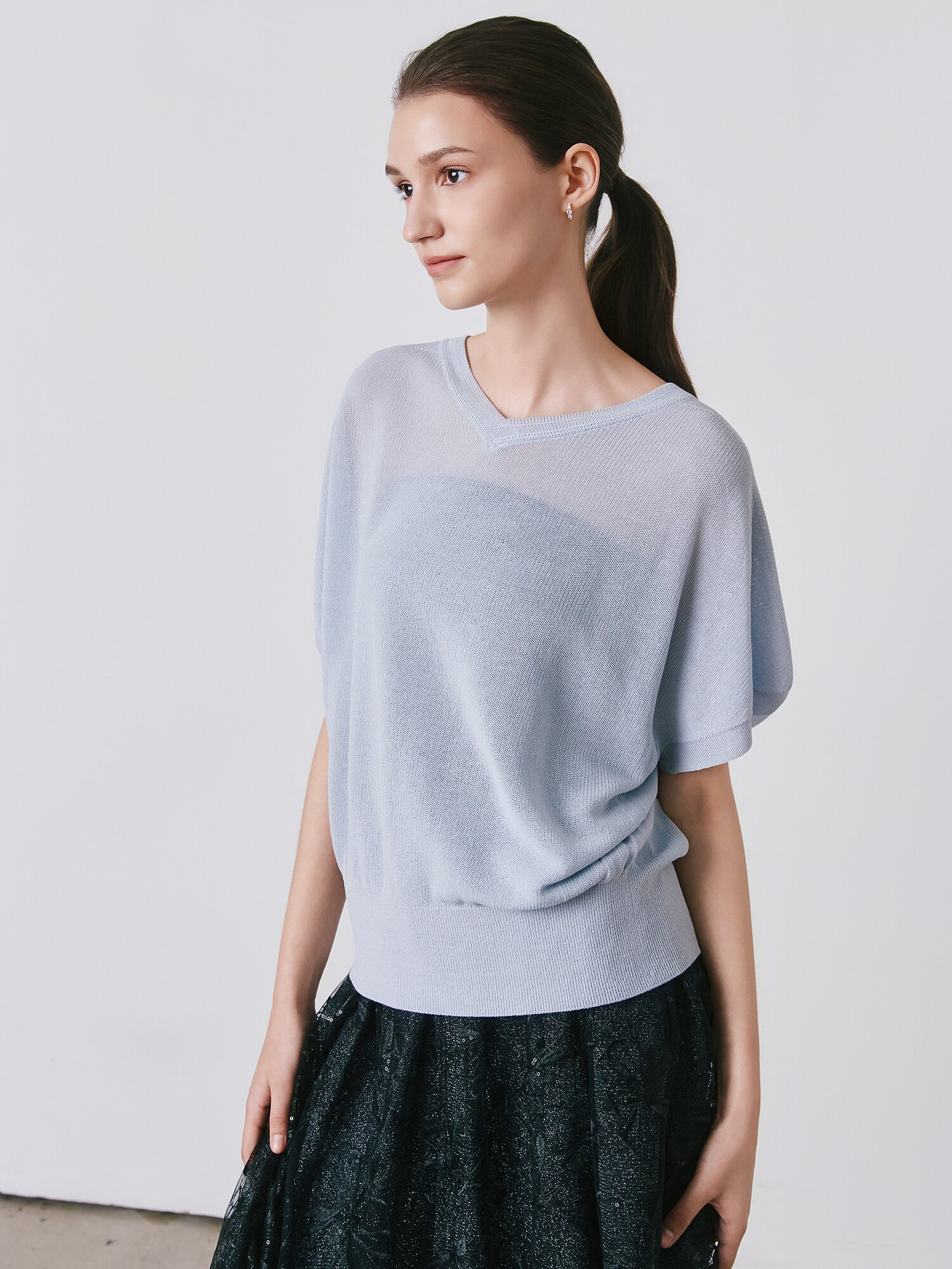 홀가먼트 돌먼 브이넥 풀오버 니트 (LIGHT GREY)