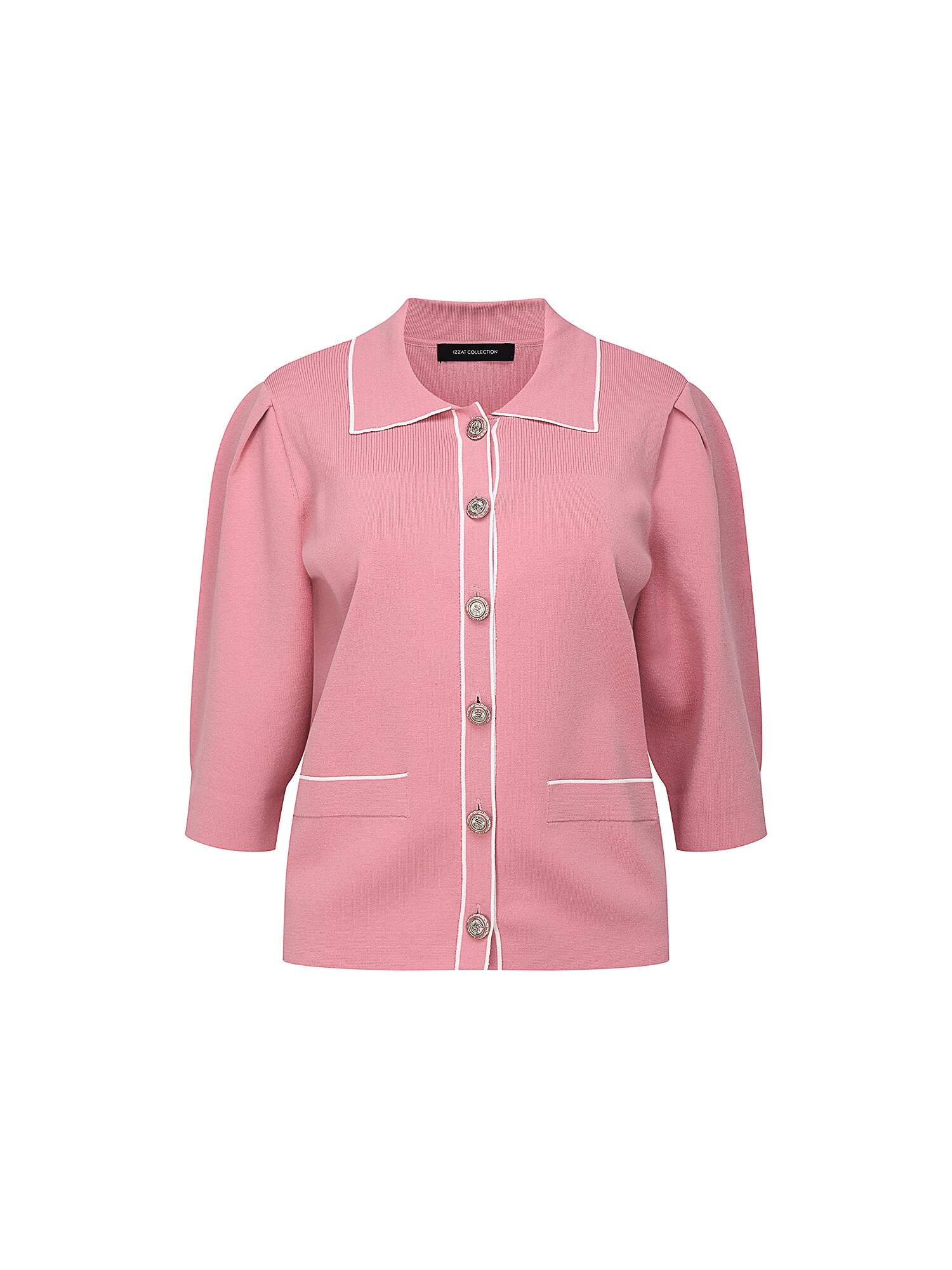 컬러 라인 7부 칼라 가디건 (PINK)