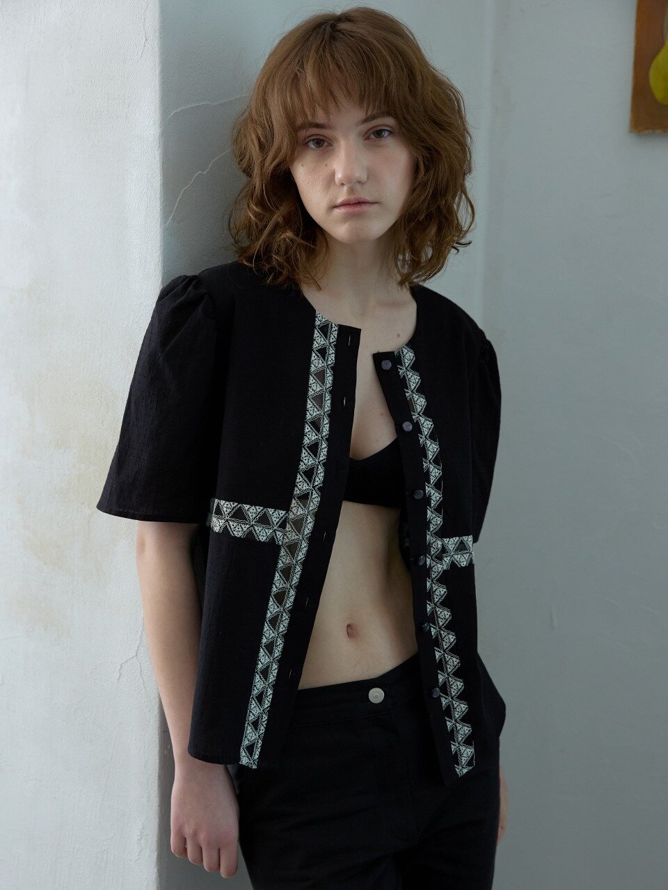 Lily Lace Contrast Blouse_Black