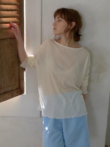 Boat Neck Sheer Top_Ivory