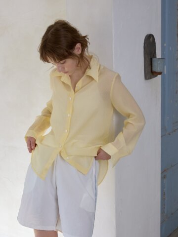Tencel Sheer Striped Shirt_Yellow