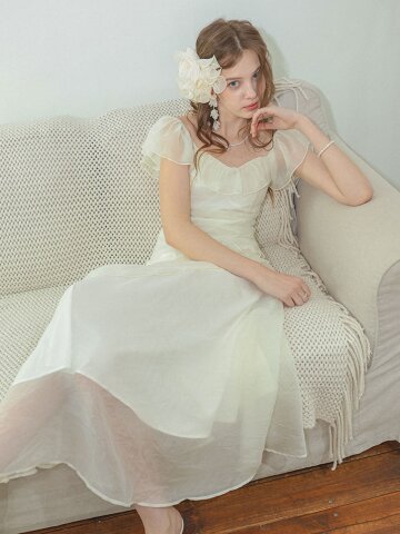 LB_Ruffle chiffon dress_IVORY