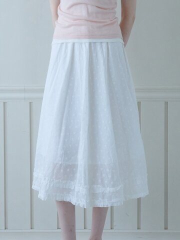 BLOOMING PATTERN FRILL SKIRT_WHITE