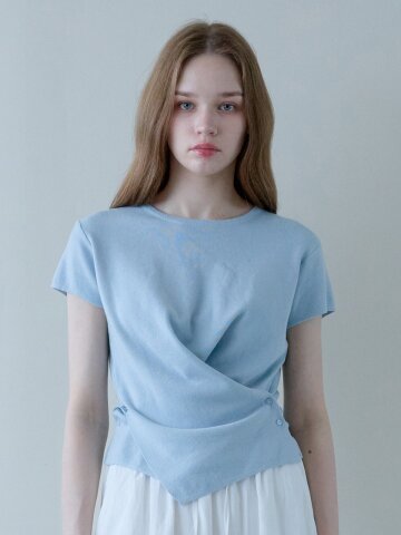 WRAP BUTTON HALF KNIT_SKYBLUE