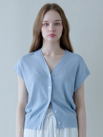 DOUBLE HALF KNIT CARDIGAN_SKYBLUE