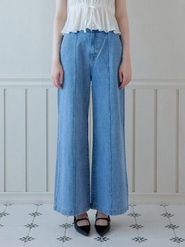 PINTUCK DENIM PANTS_INDIGO