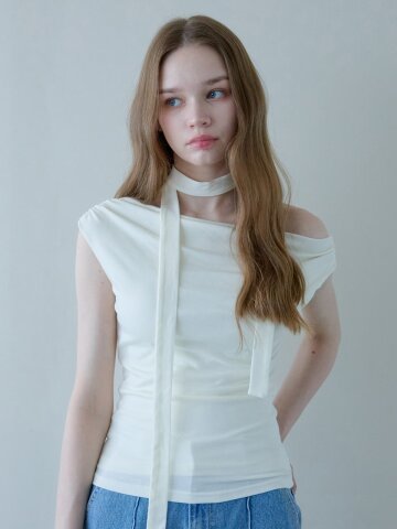 COWL DRAPE STRAP TOP_IVORY