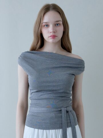 COWL DRAPE STRAP TOP_CHACHOAL