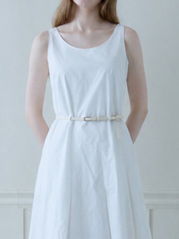 SIMPLE SLIM BELT_WHITE
