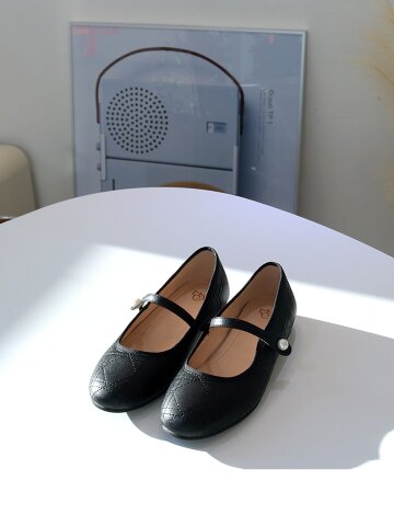 (D) 소가죽 진주 메리제인 플랫슈즈 1cm M25S03L