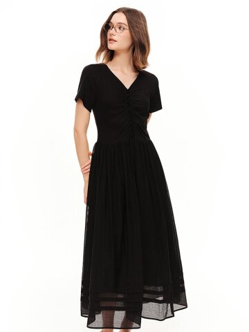 AR_Simple v-neck short sleeve dress