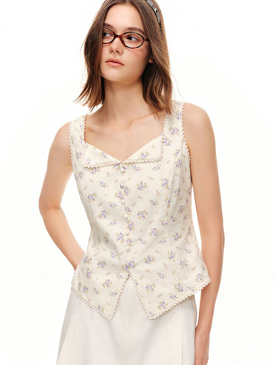 5/13 예약배송_AR_Sweet floral sleeveless blouse_2color