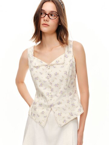 AR_Sweet floral sleeveless blouse_2color