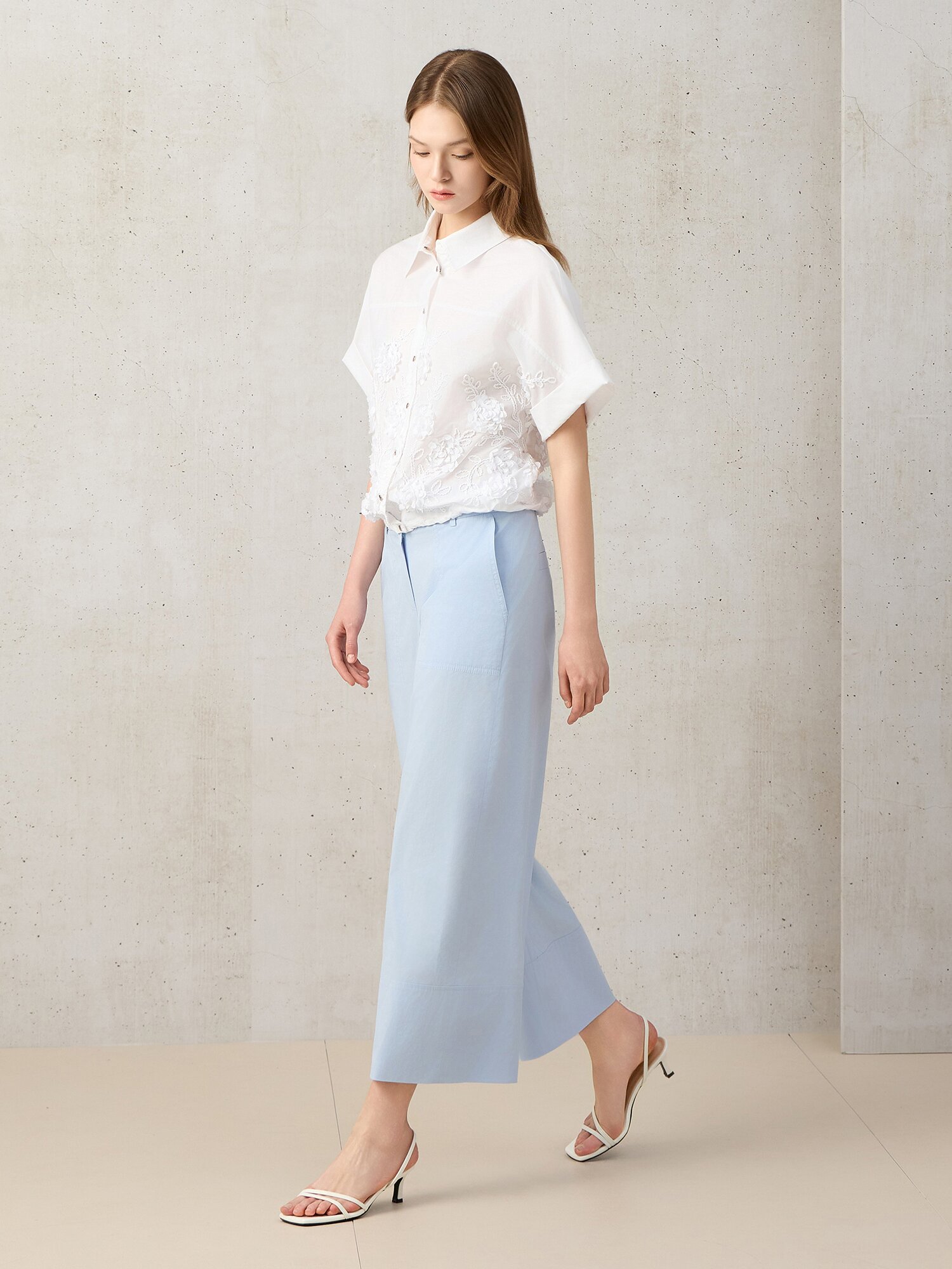 나일론 빅 포켓 와이드 팬츠 (LIGHT BLUE)