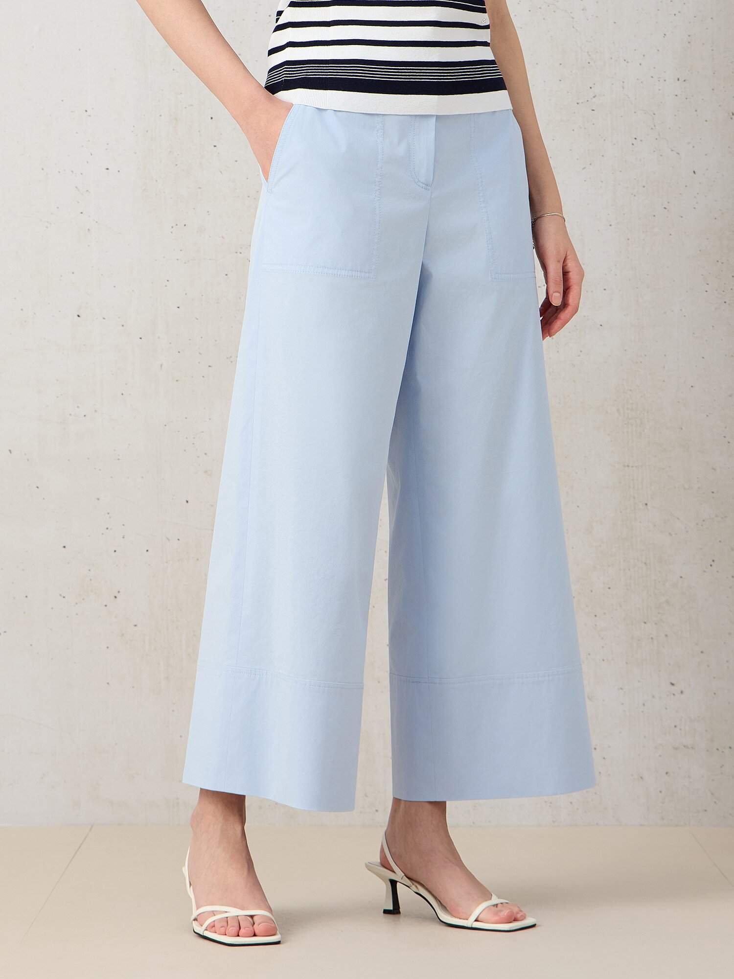 나일론 빅 포켓 와이드 팬츠 (LIGHT BLUE)