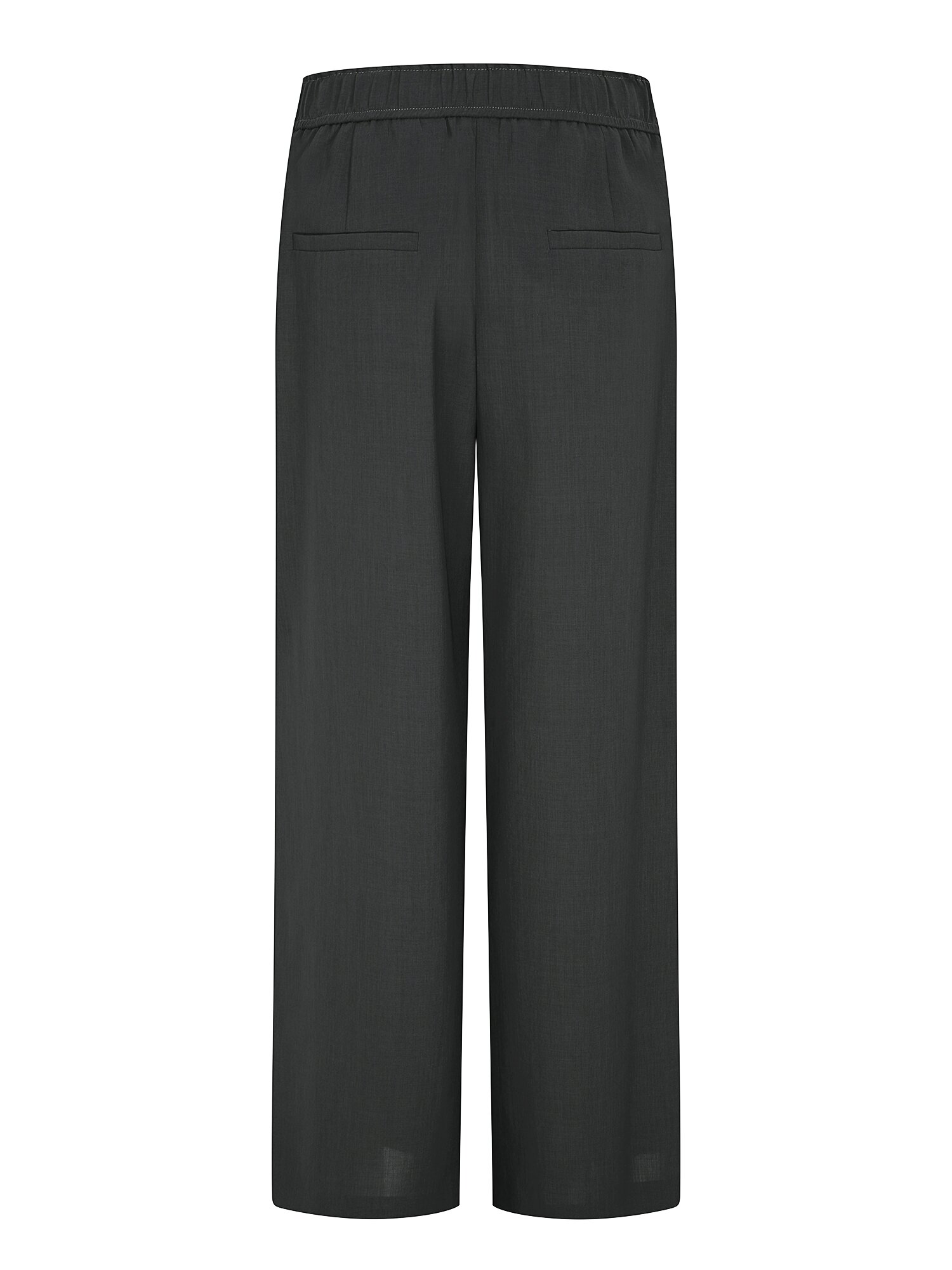 스티치 포켓 백 밴딩 와이드 팬츠 (DARK GREY)
