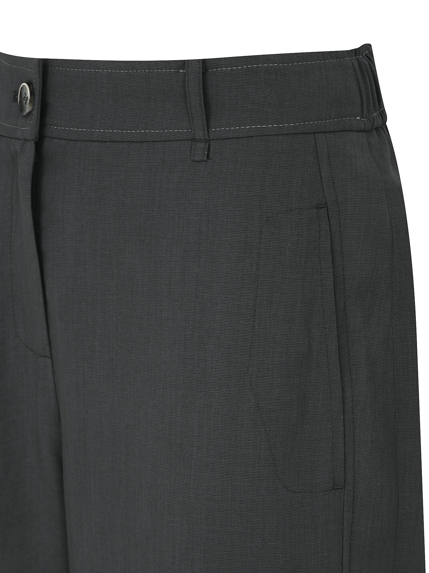 스티치 포켓 백 밴딩 와이드 팬츠 (DARK GREY)