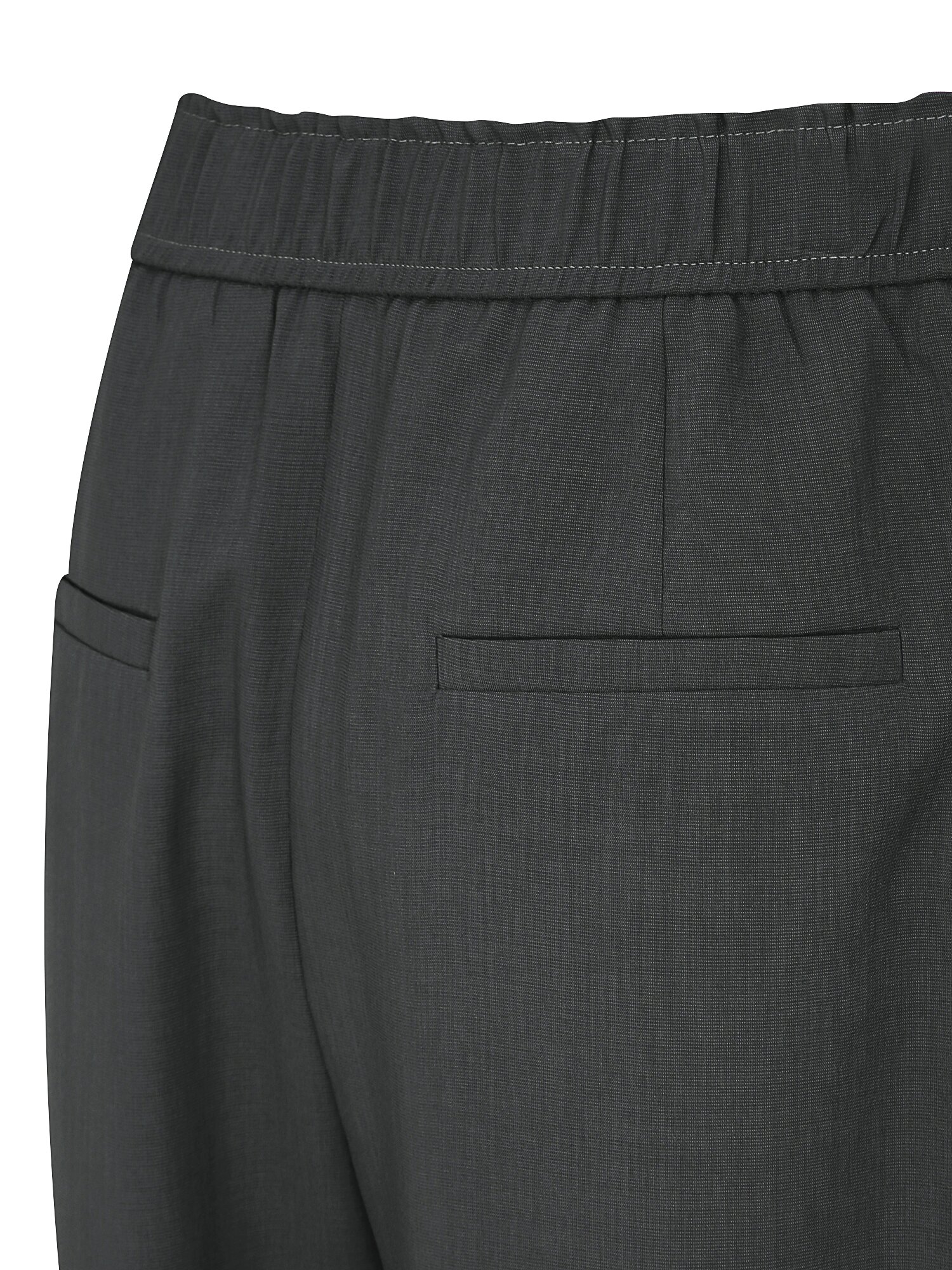 스티치 포켓 백 밴딩 와이드 팬츠 (DARK GREY)