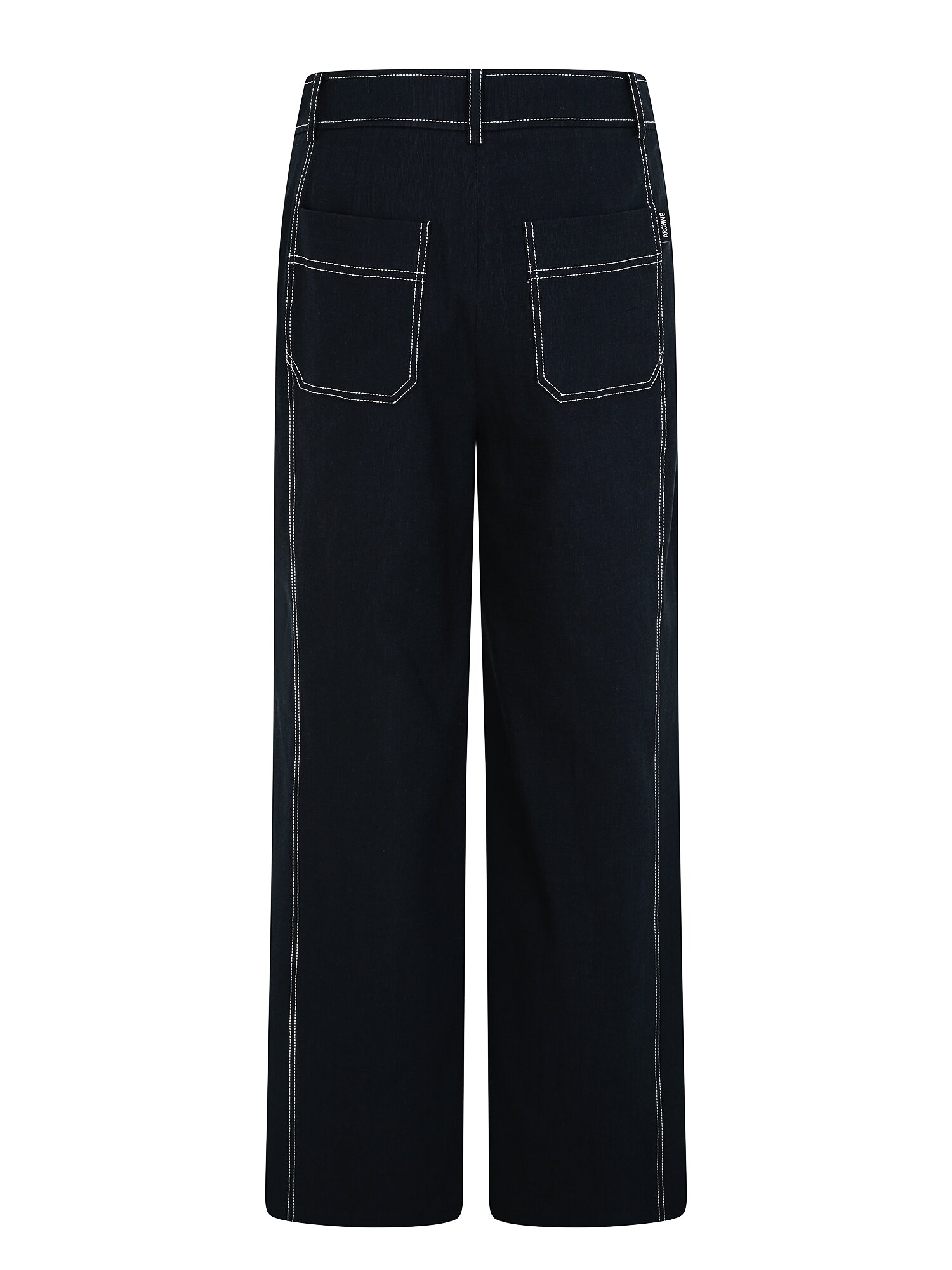 스티치 플랩 장식 와이드 팬츠 (NAVY)