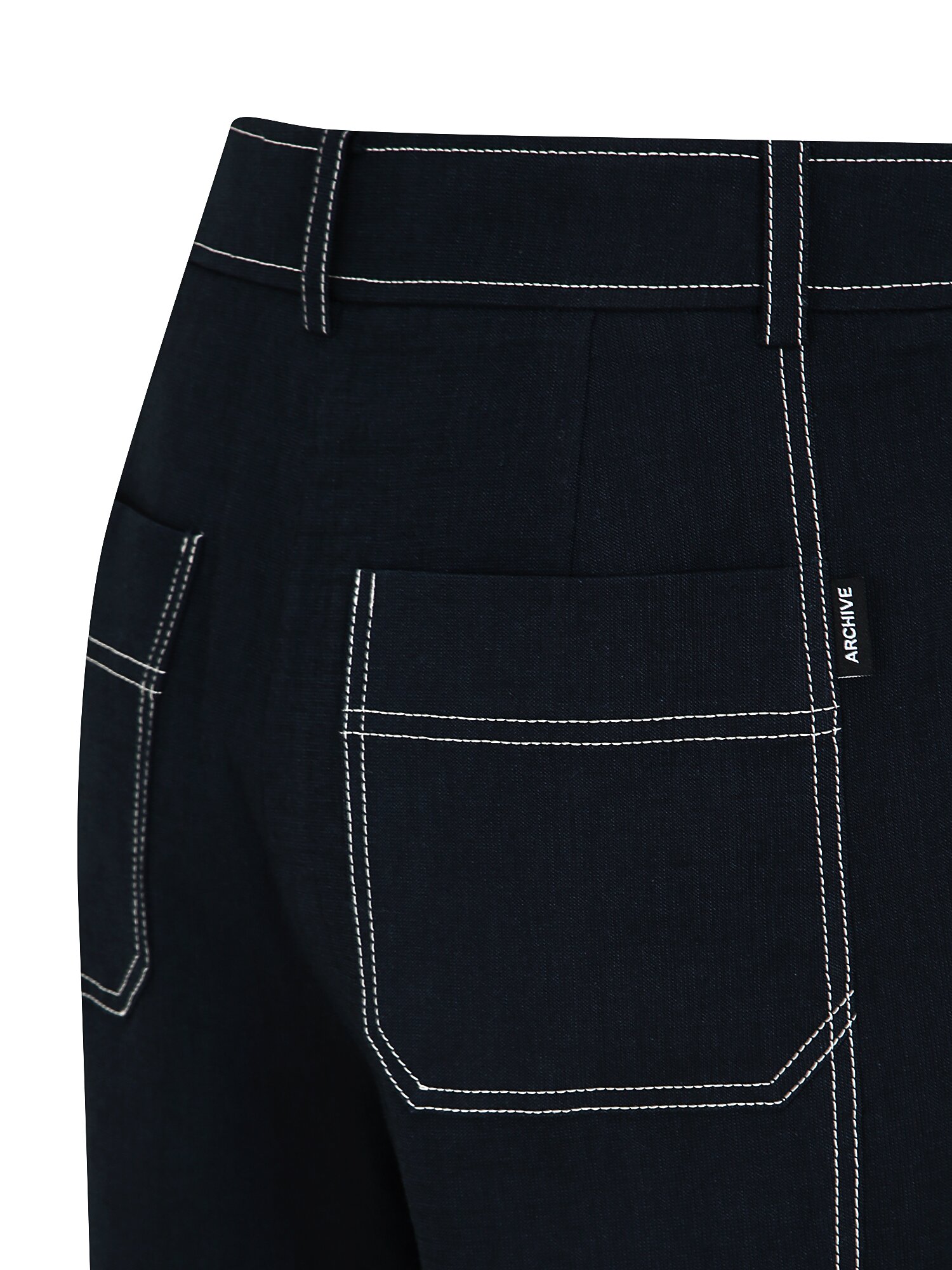 스티치 플랩 장식 와이드 팬츠 (NAVY)
