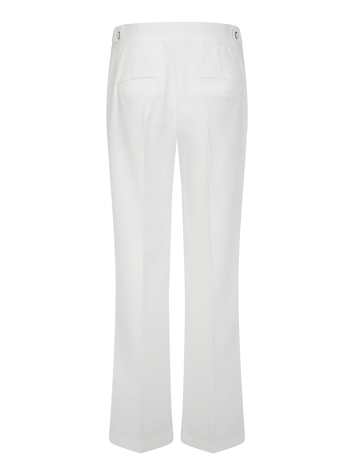 탭 장식 백 밴딩 부츠컷 팬츠 (WHITE)