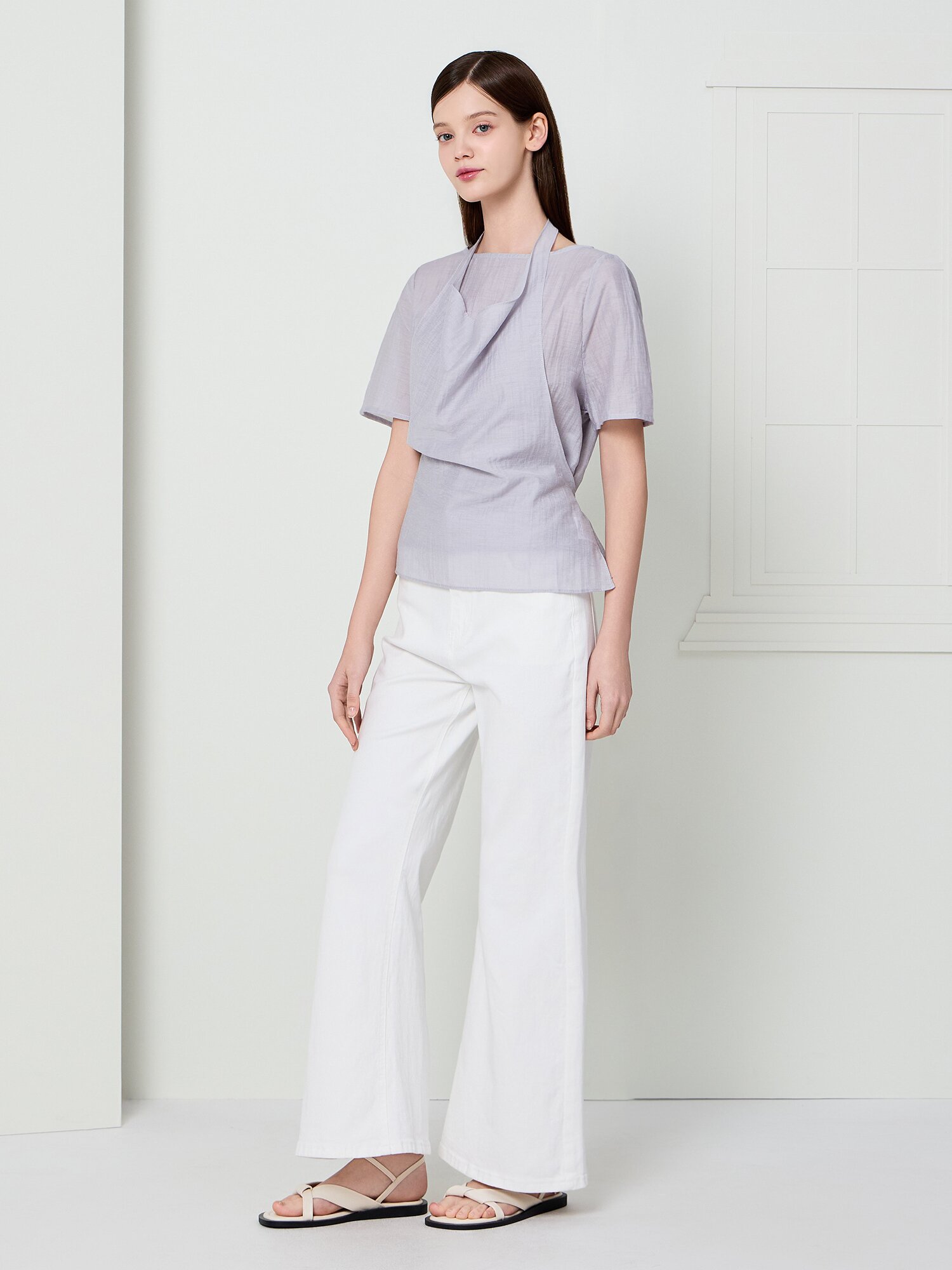 베이직 스판 와이드 데님 팬츠 (WHITE)