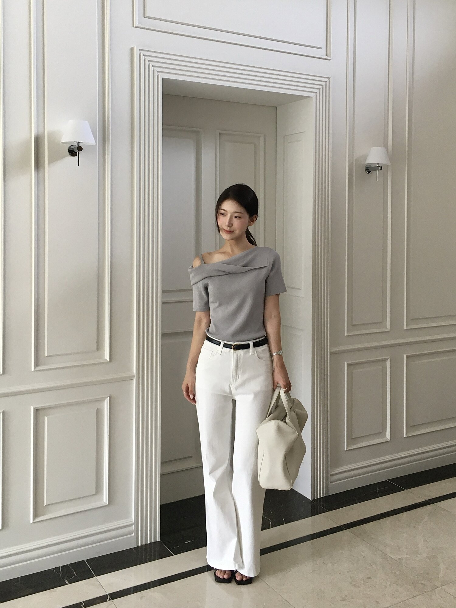베이직 스판 와이드 데님 팬츠 (WHITE)
