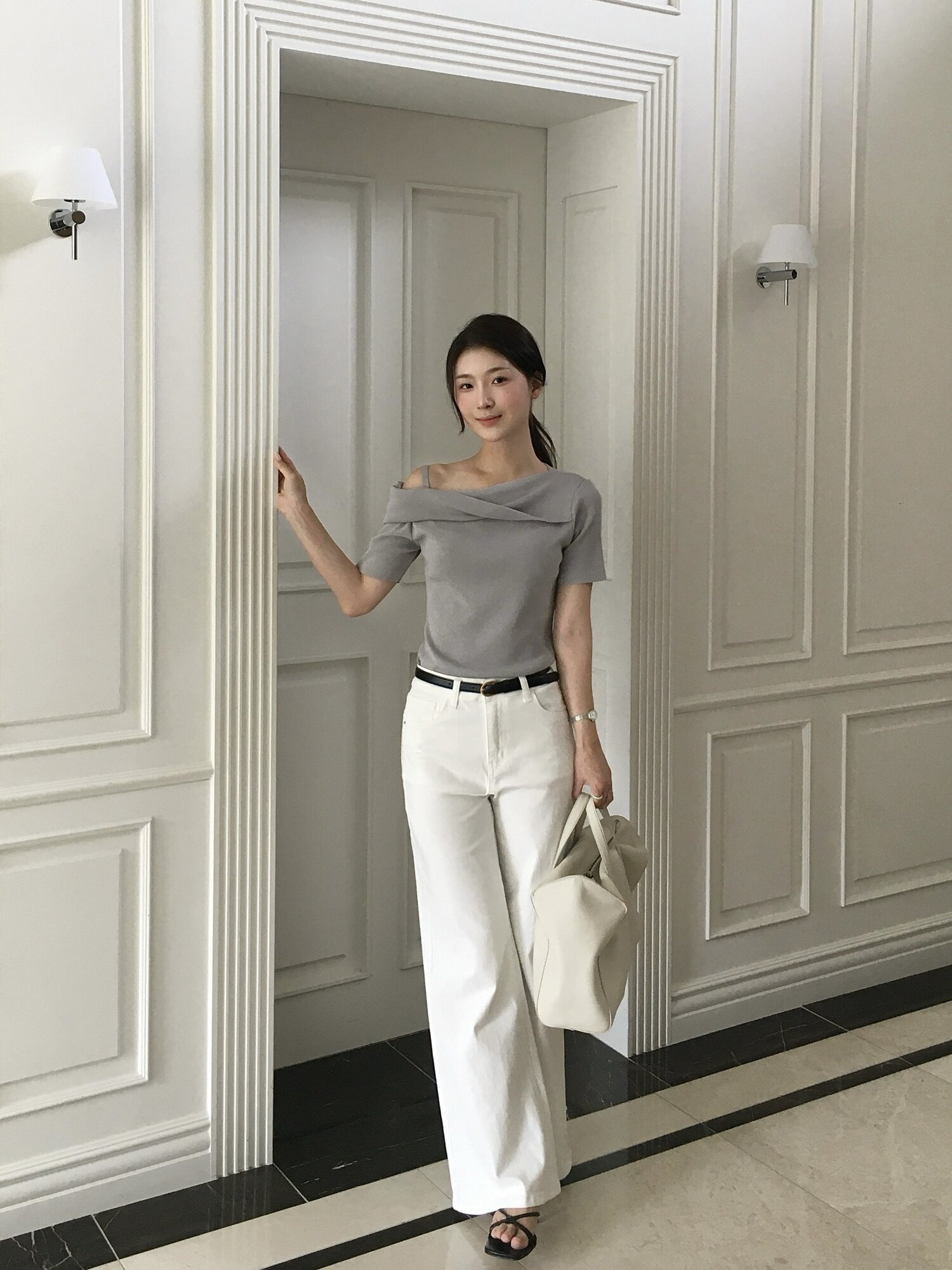 베이직 스판 와이드 데님 팬츠 (WHITE)