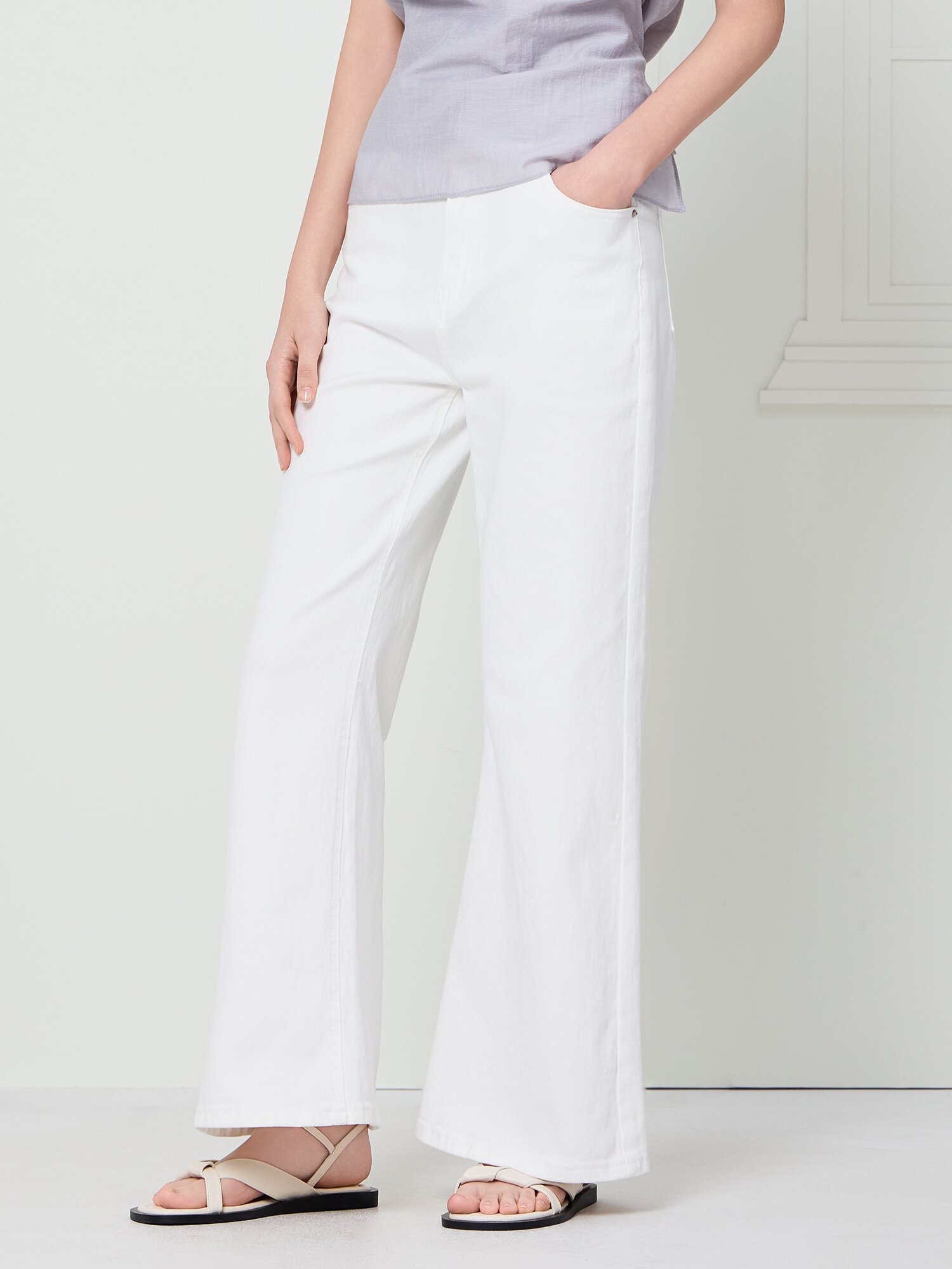 베이직 스판 와이드 데님 팬츠 (WHITE)