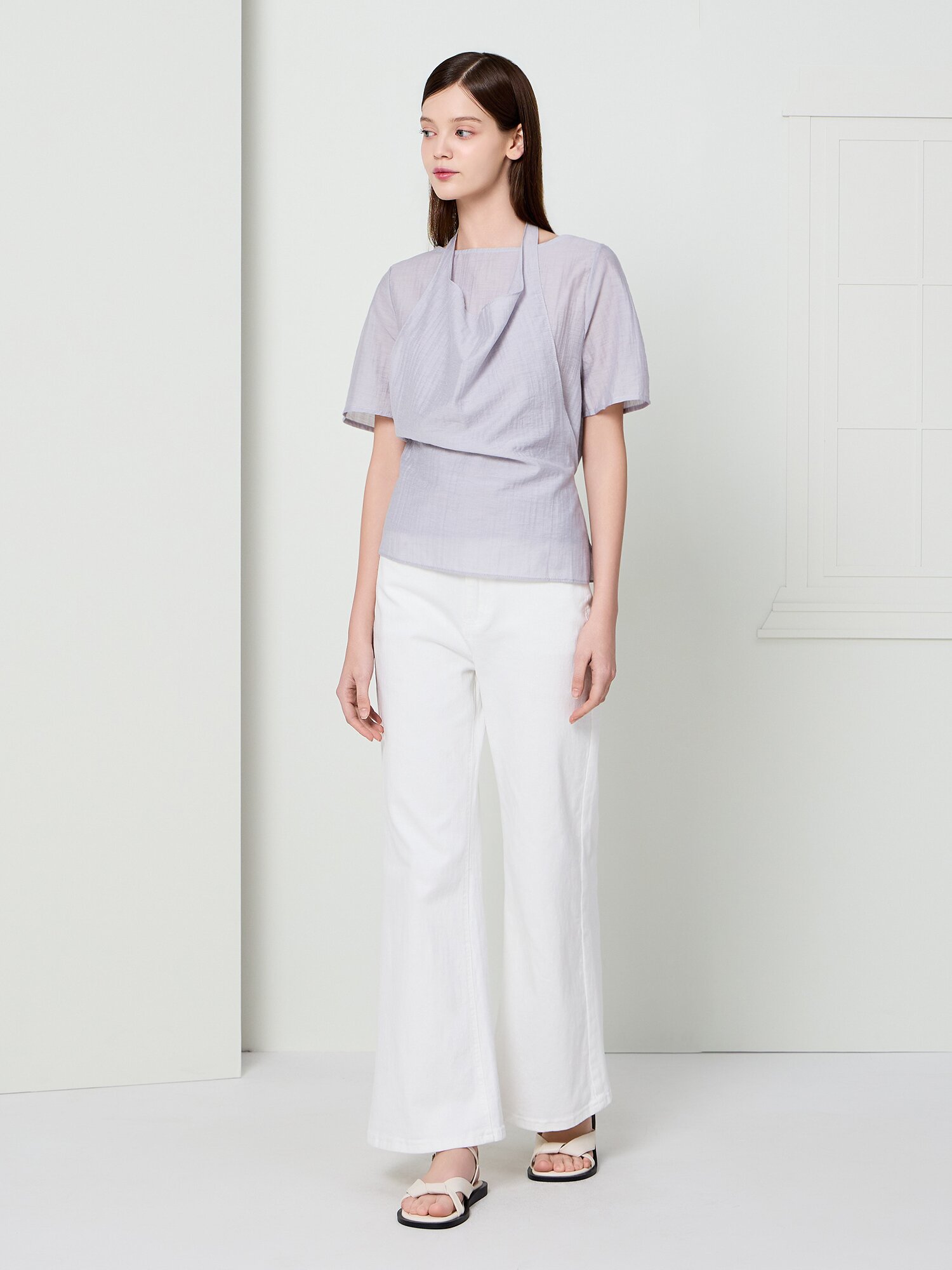 베이직 스판 와이드 데님 팬츠 (WHITE)