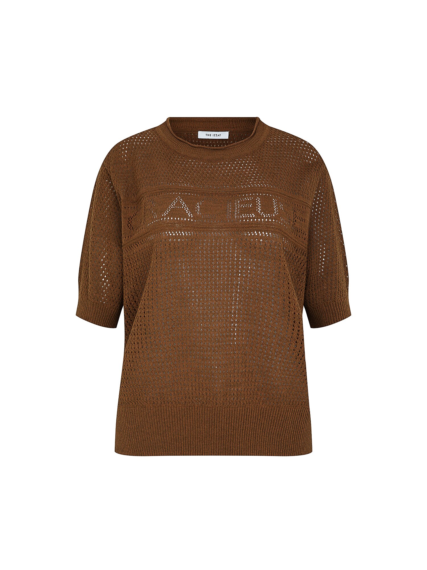 스카시 레터링 라운드넥 니트 (BROWN)