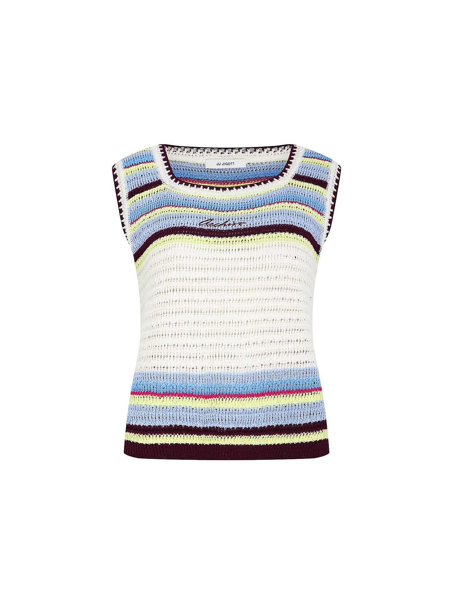 크로셰 자수 크롭 니트 (STRIPE IVORY)