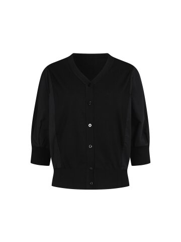 배색 돌먼 슬리브 브이넥 가디건 
