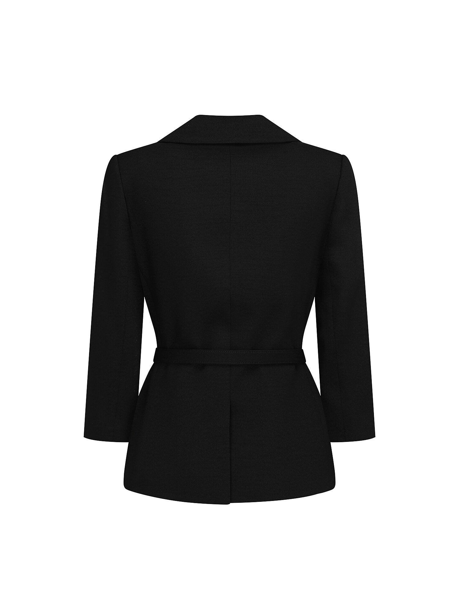 슬림핏 오픈 칼라 싱글 재킷 (BLACK)