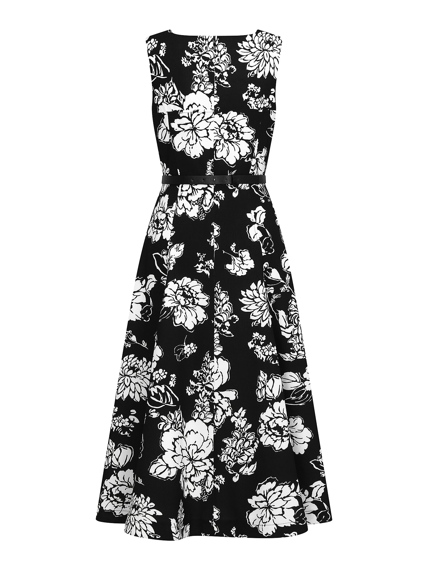 플로럴 스퀘어넥 플레어 원피스 (PRINT BLACK)