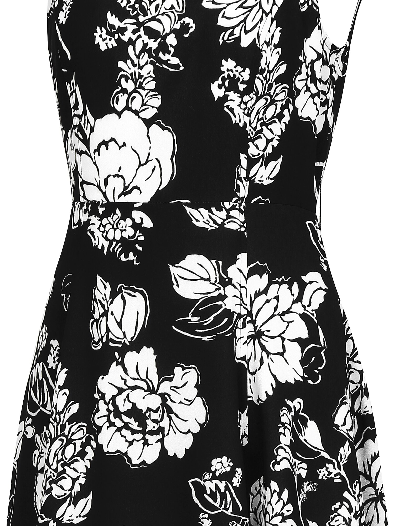 플로럴 스퀘어넥 플레어 원피스 (PRINT BLACK)