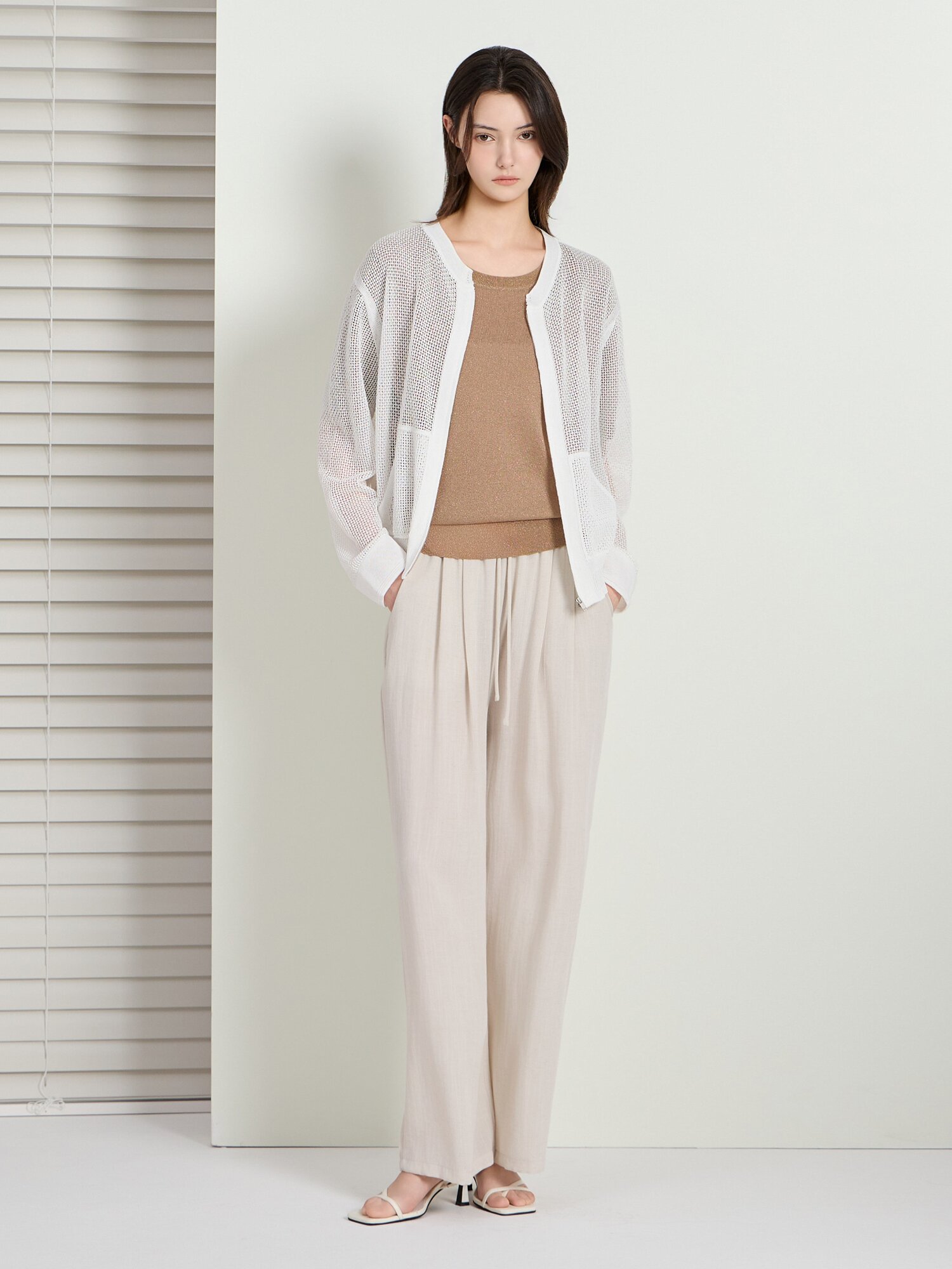 린넨 스카시 집업 가디건 (WHITE)