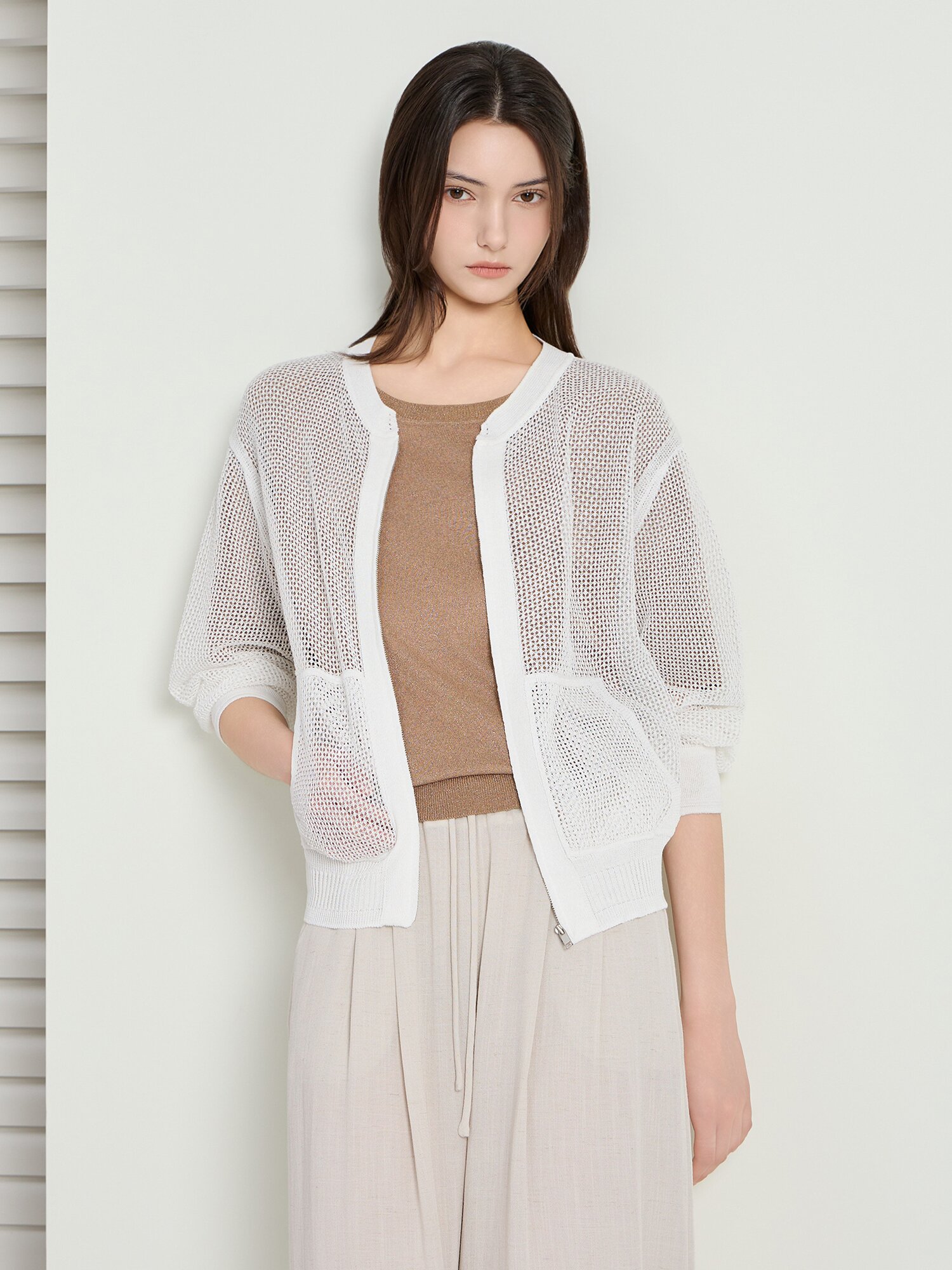 린넨 스카시 집업 가디건 (WHITE)