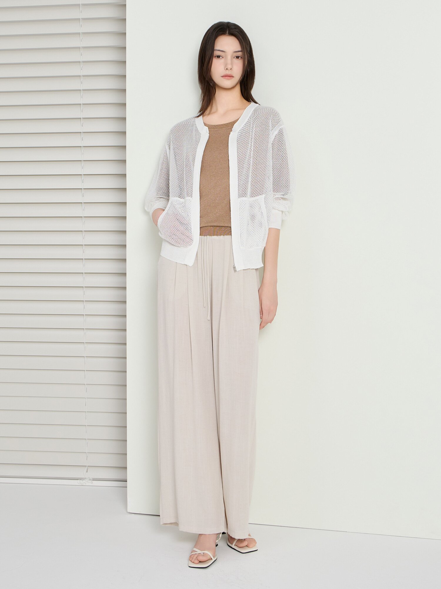 린넨 스카시 집업 가디건 (WHITE)