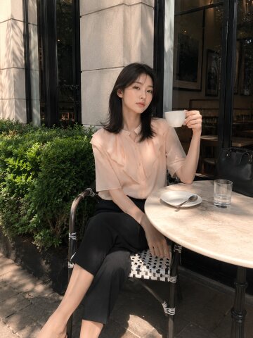 시폰 레이어 러플 칼라 블라우스 (LIGHT PINK)