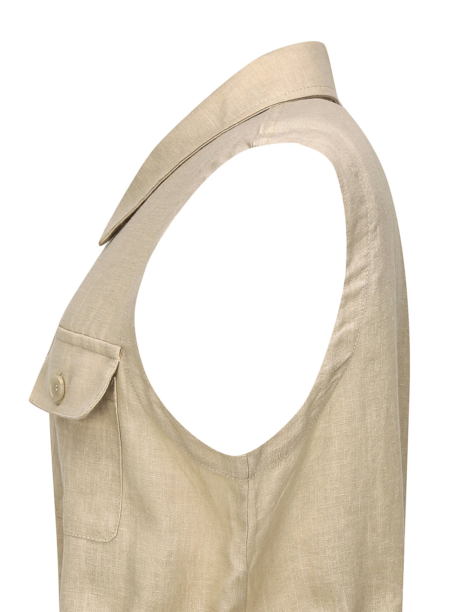 린넨 벨티드 포켓 칼라 베스트 (BEIGE)