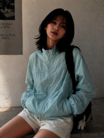 나일론 파이핑 배색 점퍼 