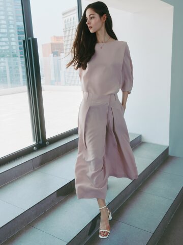 하이 웨이스트 랩 퀼로트 팬츠 