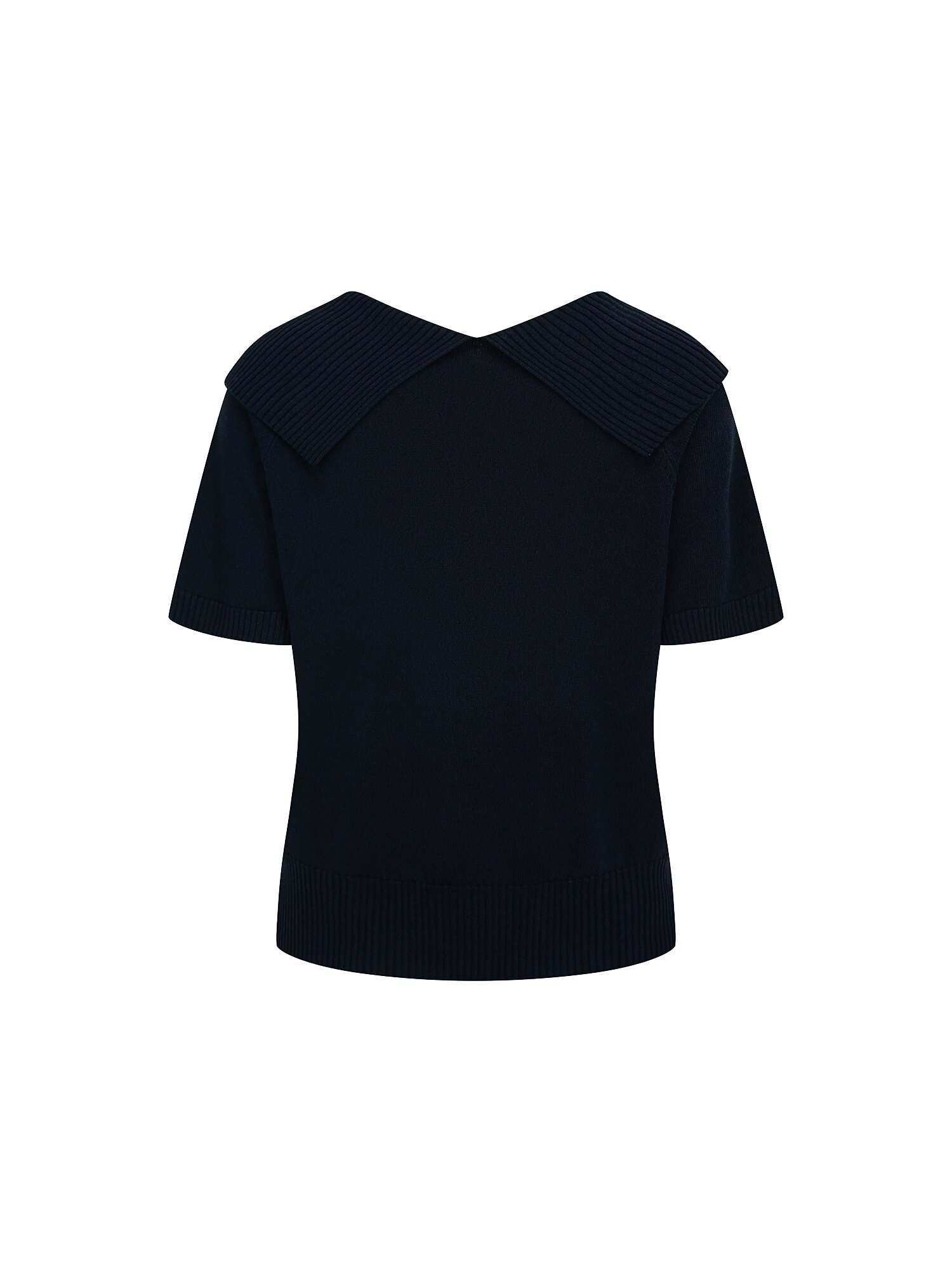 와이드 칼라 크롭 풀오버 니트 (NAVY)