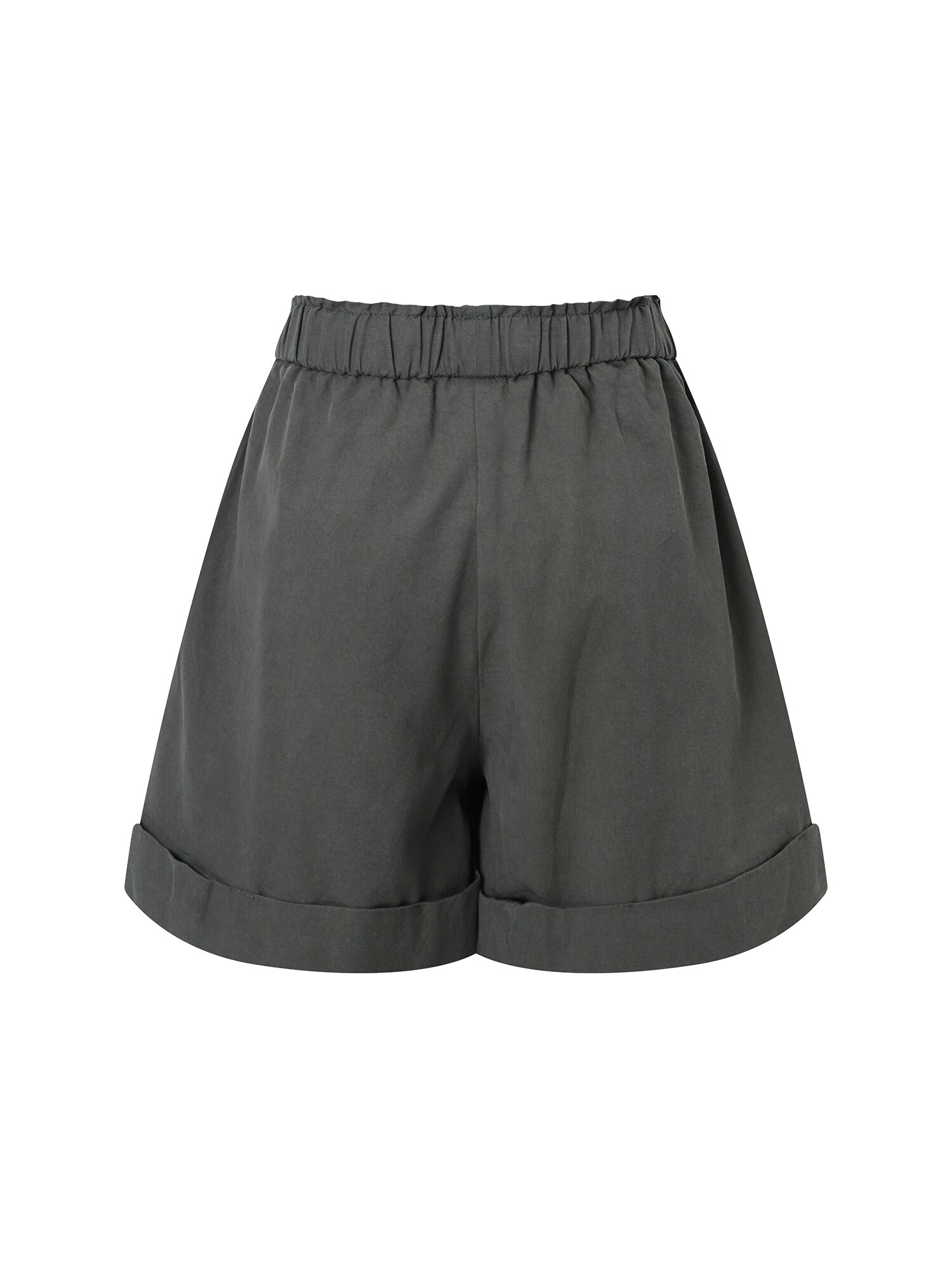 밴딩 롤업 와이드핏 숏 팬츠 (DARK GREY)