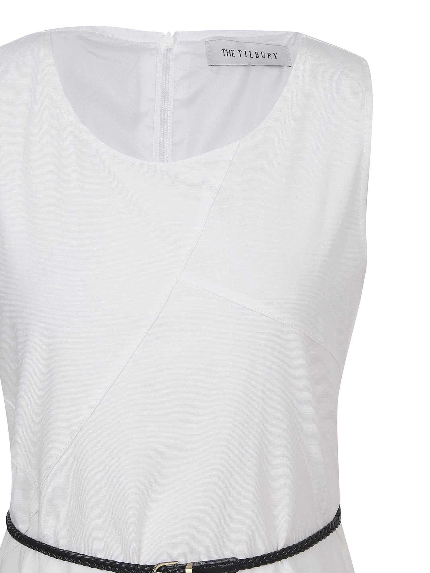 벨티드 코팅 슬리브리스 원피스 (WHITE)