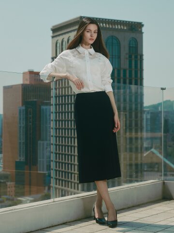 언밸런스 플리츠 H라인 스커트 